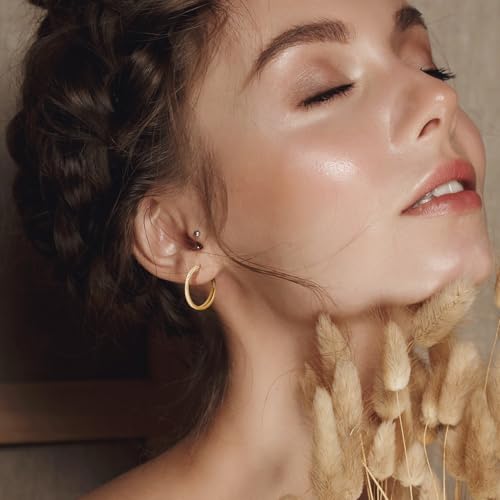 SANDRA REDD Gold Hoop Earrings 14K Gold Earrings for Women Gold Earrings | Cubic Zirconia 14K Gold Hoop Earrings for Women Hypoallergenic Lightweight Gold Hoop Earrings for Women 25/30/40mm - size: 25mm