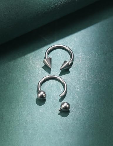F136 Titanium 20/18/16/14/12/8/4/2g Septum Nose Rings Gauge Earrings Lip Rings Prince Albert Jewelry Internally Threaded Horseshoe Hoop Piercings - size: 14g*12mm