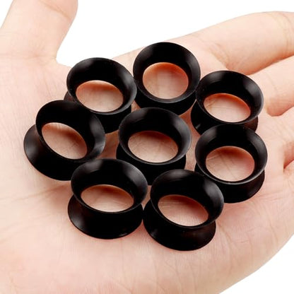 10G-50mm Thin Black Silicone Ear Gauges Tunnels Rubber Ear Plugs Gauges Double Flared Flexible Tunnel Earrings for Women Men - color: 14mm = 9/16 inch