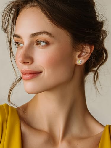 FindChic Birthstone Earrings for Women, Round/Heart/Square/Teardrop Earrings with 925 Sterling Silver Posts & Push Backs, Hypoallergenic Studs with Cubic Zirconia, 12 Months Jewelry with Gift Box - style: 11. November-Yellow Topaz (Square)