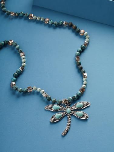 MINACHI Handmade Agate Pebble Pendant with Crystal Beads, Random Stone Shape, Vintage Women's Jewelry - style: Necklace NECK.013