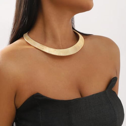 Collar Necklace for Woman Trendy Silver Choker Necklaces for Woman Statement Open Round Collar Choker Necklace - style: Style 1