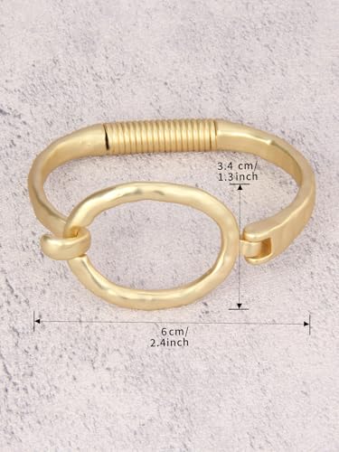 Gold Cuff Bracelet for Women Chunky Bracelet Statement Bracelet | Chunky Bangle Bracelets for Women Silver Beaded Open Bangle Stackable Stretch Bead Bracelet Boho Jewelry Gift for Wife Couple - style: Chunky Gold Bangles