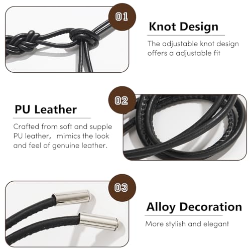 Women's Knotted Thin Waist Belt PU Leather Skinny Belts for Dresses Pants - color: Plaited Hair-black