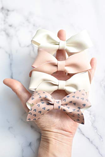 California Tot Girl's Mixed Bow Clips Fully Lined Strong Grip Non Slip for Fine Hair (Mia Set of 4) - color: Mia Set of 4