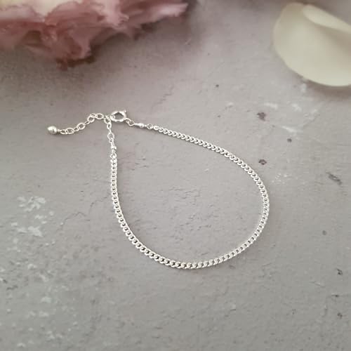Stacking Bracelet Silver, Minimalist Simple Gourmet Satellite Rectangles Lace Heart Chain Bracelets, 925 Sterling Arm Jewelry for Women, Length 6.5-7.5 Inches - style: Gourmet Chain