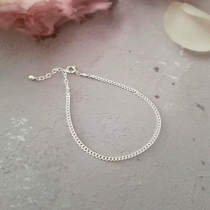 Stacking Bracelet Silver, Minimalist Simple Gourmet Satellite Rectangles Lace Heart Chain Bracelets, 925 Sterling Arm Jewelry for Women, Length 6.5-7.5 Inches - style: Gourmet Chain