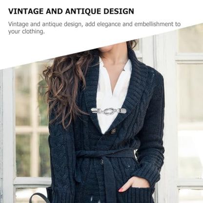 2pcs Vintage Alloy Cardigan Clips Shawl Brooch Clips Easy to Silver Collar for Women Fashionable Retro Style