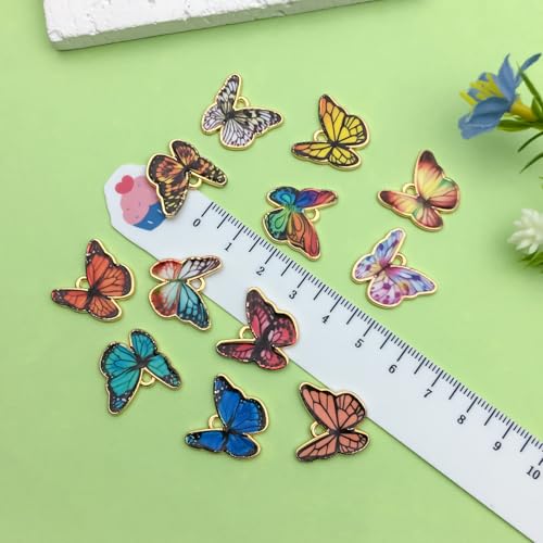 Sailanzi 24pcs Alloy enamel butterfly set Pendant Jewelry Making DIY Keychain Earrings Pendant Various Design Charms for Jewelry Making Bracelets Necklace (SN794) - color: SN794