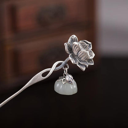 S925 Silver Plated Lotus flower Hairpin Chinese Hanfu Style Hair Sticks Retro Handmade Hair Clip Hair Accessories for Women Girls Long Hair (Lotus flower) - color: Lotus flower