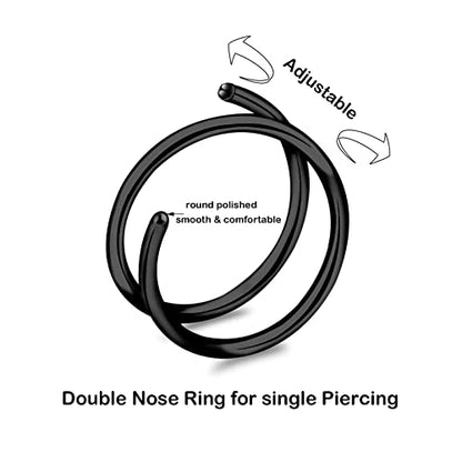 20G Double Nose Ring Hoop for Single Piercing - 2-36 Pcs Jewelry for Women - color: 5 color
