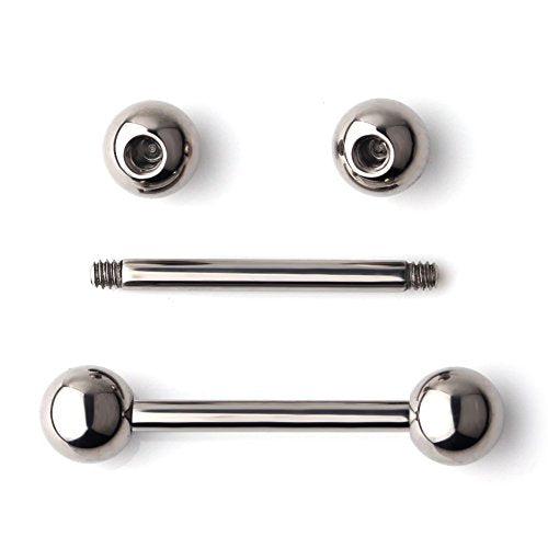 Grade 23 Titanium Externally Threaded Nipple Piercing Jewelry Barbell Ring Tongue Rings Nipple Straight Body Piercing Jewelry for Women Men 14G 16G 12mm 14mm 16mm 19mm - style: 16GA - 5/8" (16mm)