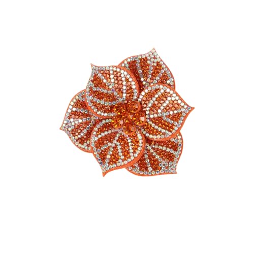 Rhinestone Flower Brooches Pins for Women Floral hair clips Elegant Crystal Lapel Pin Brooches for Dress Suit Hat Bag Brooche Pins for Clothes Accessories Christmas Parties Brooch Pin 2.75" - color: Orange