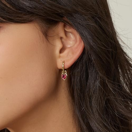 ARSIS Heart Charm Huggie Hoop Earrings for Women, Dainty 18K Gold Plated Heart Drop Hoops with CZ, Hypoallergenic, 925 Sterling Silver Posts, Tarnish-Free, Lightweight Jewelry Gift for Her - color: Gold Heart Drop