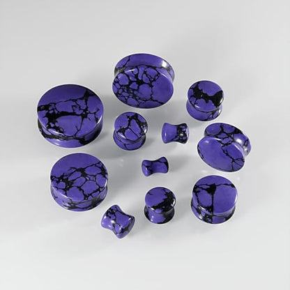 Purple Turquoise Stone Ear Gauges Plugs for Women Men Double Flared Tunnels Expanders Earrings 6-30mm Stretcher Ear Punk Fashion Piercing Body Jewelry - size: 8mm