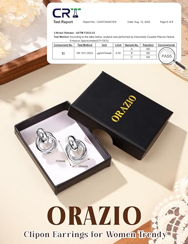 ORAZIO Clip On Earrings Women Geometric Statement Unique Non Pierced Earrings 14K Gold Plated Knot Chunky Drop Dangle Hoop Stud Clip-on Earrings for Women Trendy - color: Style A-Silver Plated
