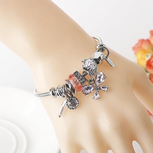 DS Charm Bracelets for Girls Adjustable Silver Stainless Steel Gift Box | Cute Cartoon Charms,Friendship Jewelry,Birthday Gifts,Teen Kid Fit, Tarnish Resistant,Stackable Trendy Daily Wear - style: Silver-butterfly 2