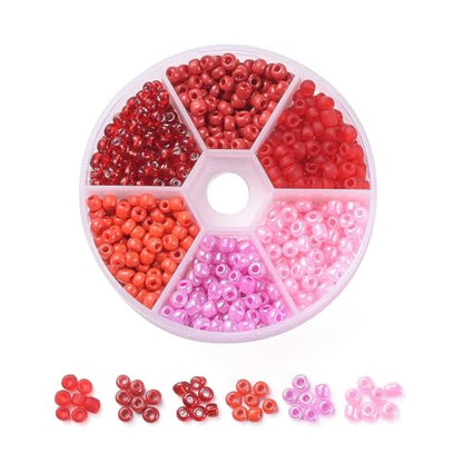 1Box 6/0 Glass Seed Beads 4mm Small Beads Round Loose Spacer Bead for DIY Friendship Bracelet Necklace Earring Summer Jewelry Making Phone Starp Craft Supplies Hole: 1~1.5mm About 600pcs/box Red - color: Red-4mm
