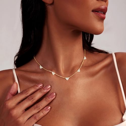 HERIER Cute Heart Necklace Dainty 18k Gold Plated Tiny Heart Pendant Choker Necklaces Small Gold Love Open Heart Chain Necklace for Women Simple Gold Necklace for Women Trendy Jewelry - color: Heart Charm Necklace-Gold