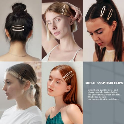 16 PCS Snap Hair Clips Metal Barrettes for Women Non Slip Barrettes for Thick and Thin Fine Hair,Bright Black Brown Beige,2.36 x 0.43 Inches. - color: Bright Black Brown Beige