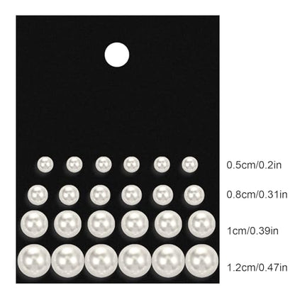 Hecila 24 Pairs Round Pearl Earrings for Women Pearl Studs Stainless Steel White Faux Pearls Earrings Elegant Bridal Simulated Pearls Stud Earring Jewelry Set for Wedding Birthday Christmas 4 Sizes