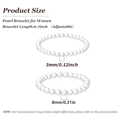 Pearl Bracelets for Women Dainty Gold Pearl Stretch Stackable Bracelet Bridesmaid Wedding Jewelry Gifts Prom Wedding Guest Dress - color: C:White Pearl Bracelet