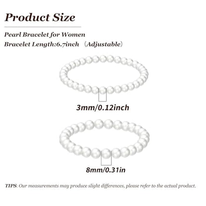 Pearl Bracelets for Women Dainty Gold Pearl Stretch Stackable Bracelet Bridesmaid Wedding Jewelry Gifts Prom Wedding Guest Dress - color: C:White Pearl Bracelet