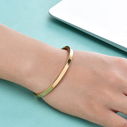 VQYSKO Love Friendship Bracelet Bangle Gold Rose Gold Silver with Cubic Zirconia Stones Stainless Steel Hinged Jewelry with Crystal Oval Bracelet Birthday Present for Her Women Teen Girls - style: 2PC-6.3 Inch-Silver+Gold