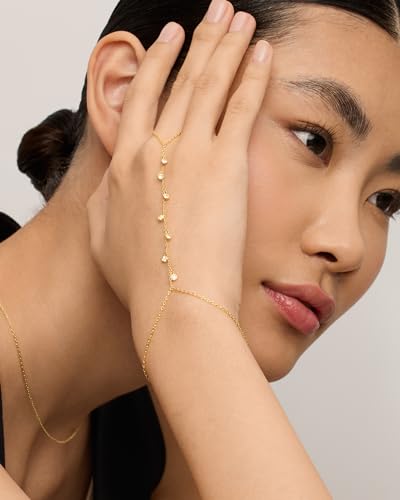 PAVOI Hand Chain Bracelet for Women, 14K Gold Plated Adjustable Ring Chain | Hand Chain Bracelet, Ring Bracelet Hand Chain, Arm & Body Jewelry - style: Climber CZ