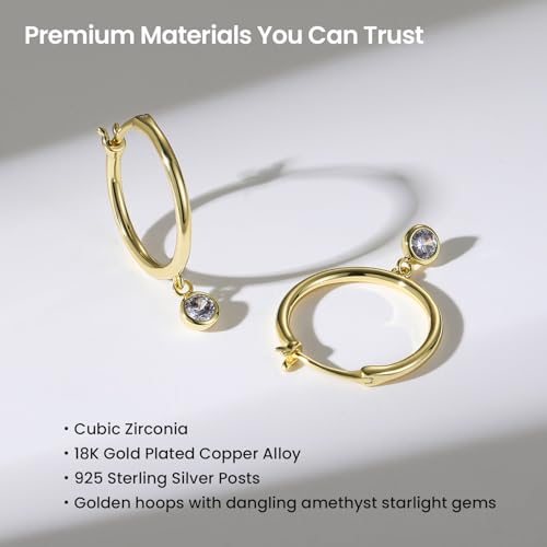 ARSIS Heart Charm Huggie Hoop Earrings for Women, Dainty 18K Gold Plated Heart Drop Hoops with CZ, Hypoallergenic, 925 Sterling Silver Posts, Tarnish-Free, Lightweight Jewelry Gift for Her - color: Gold