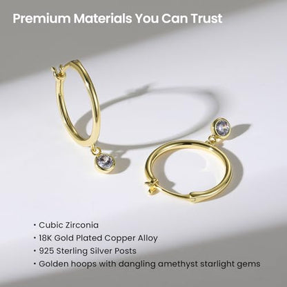 ARSIS Heart Charm Huggie Hoop Earrings for Women, Dainty 18K Gold Plated Heart Drop Hoops with CZ, Hypoallergenic, 925 Sterling Silver Posts, Tarnish-Free, Lightweight Jewelry Gift for Her - color: Gold