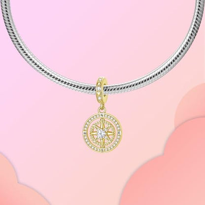 LUXILLA Charms for Bracelets & Necklace 925 Sterling Silver Charms Elephant Happy Birthday Charm Fit for Valentine's Day Mother's Day Jewelry Gift for Women - color: Compass Dangle Charm