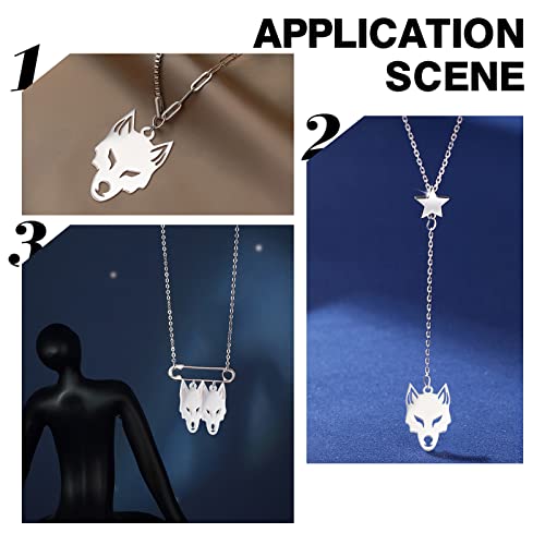 UNICRAFTALE 20pcs Wolf Pattern Charms Stainless Steel Pendants Metal Animal Charm for Bracelets Necklaces Jewelry Making, Stainless Steel Color, Hole 1.4mm - size: 18.5mm long