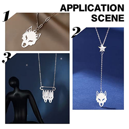 UNICRAFTALE 20pcs Wolf Pattern Charms Stainless Steel Pendants Metal Animal Charm for Bracelets Necklaces Jewelry Making, Stainless Steel Color, Hole 1.4mm - size: 18.5mm long