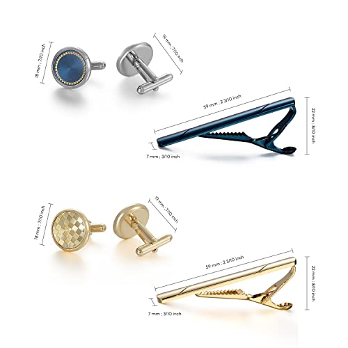 wynameleri Cufflink and Tie Clip Set for Men, 12 PCS Necktie Bars and Cuff Links Formal Business Dress Shirts Buttons Case Packed - color: T0408017