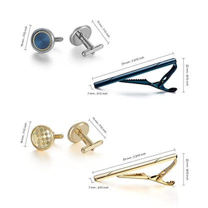wynameleri Cufflink and Tie Clip Set for Men, 12 PCS Necktie Bars and Cuff Links Formal Business Dress Shirts Buttons Case Packed - color: T0408017