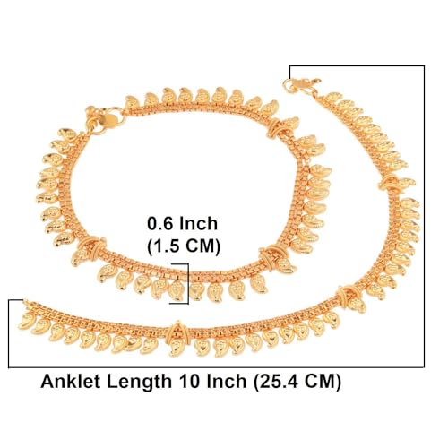 Efulgenz Indian Anklets for Women with Layered Chain Antique Gold Tone Boho Gothic Vintage Rhinestone Ankle Bracelet Pair Anklet Set with Faux Pearl Charms Payal Beach Barefoot Feet Jewelry for Women,