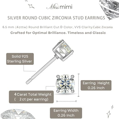925 Sterling Silver Cubic Zirconia Necklace and Earrings Set for Women, Heart, Cushion, Round, Emerald Cut CZ, Solitaire Bezel Jewelry Set, CZ Bridal Jewelry Set, Bridesmaid Gift - style: Round Cut