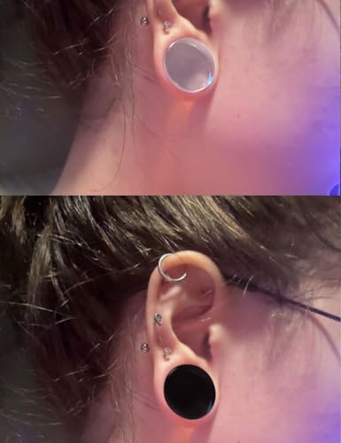 6G-50mm Acrylic Solid Gauges for Ear Tunnel Plugs Stretcher lightweight Plugs Clear Black Double Flared Flesh Tunnels Earrings for Women Men - color: Clear/Black:14mm = 9/16 inch