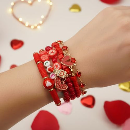 Twinfree Bohemia Beaded Bracelet for Women, Polymer Clay Stretch Bracelets - color: color 52