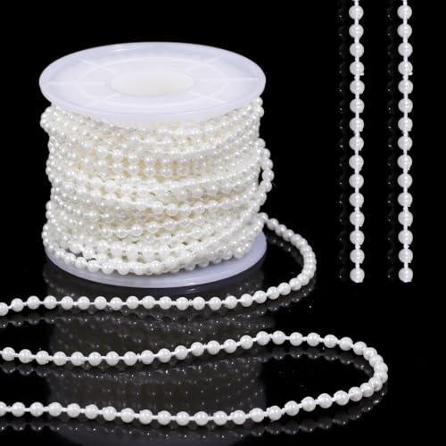 Pearls String Beads 33 Feet Crafts Faux Pearl Roll for Christmas Garland Flowers Wedding Party Jewelry Decoration(3mm Ivory) - color: Ivory, size: 3mm 33feet