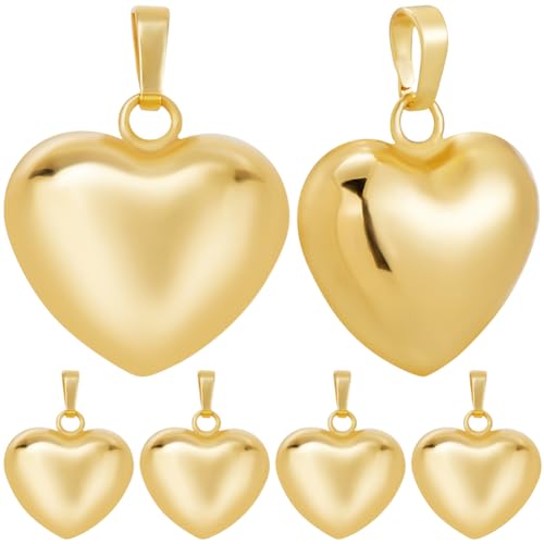 Beebeecraft 1 Box 10Pcs Puffed Heart Charm 18K Gold Plated Smooth Small Love Drops Charms for Jewelry Making Necklace Bracelet DIY Crafts - color: Gold, size: 15x18x7mm
