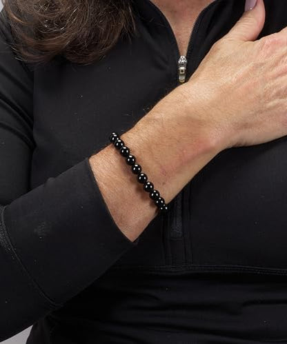 Cherry Tree Collection Tigers Eye Bracelets Plus Over 40 Other Stones – Gemstone Beads for Men & Women, Promotes Protection, Courage, Focus, Balance & Luck – Available in S, M, L with 8mm Round Beads - color: Black Obsidian, size: Medium