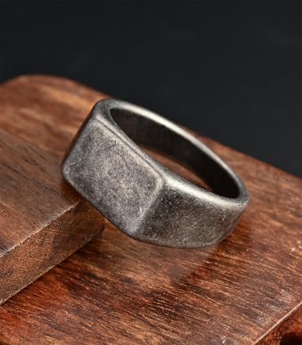 King Ring 10mm Seal Rings – Sand Surface Stainless Steel Bands for Men – Designed in USA - color: Ancient Black