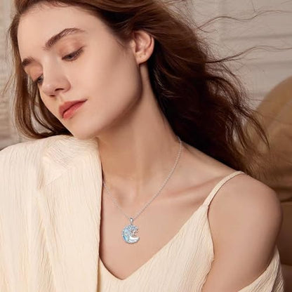 YAFEINI 925 Sterling Silver Moonstone Necklace Filigree Teardrop Pendant Necklace Jewelry for Women Girls - color: VV-Tree of Life Moon Moonstone
