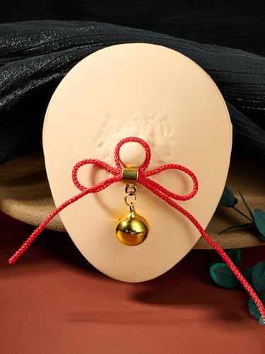 DJCIW 2Pcs Non-Piercing Nipple Jewelry, Adjustable Christmas Fake Nipple Rings with Bow Drawstring, Featuring Bell, Snowman, and Heart Pendant Charms, Adjustable and Comfortable for Women Men - color: style 6