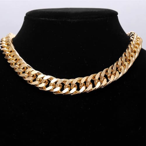 Chunky Gold Chain Necklace for Women Big Chunky Choker Necklace Gold Cuban Link Chain Necklaces Punk Hip-Hop Necklaces Costume Jewelry Gift - color: Gold05