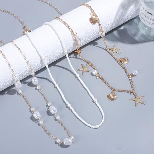 NEWITIN 4 Pieces Waist Chain for Women Gold Plated Adjustable Belly Chain Dainty Layered Summer Beach Body Chains Sexy Bikini Body Chains Jewelry Accessories for Women - color: 3 Pieces Gold Starfish