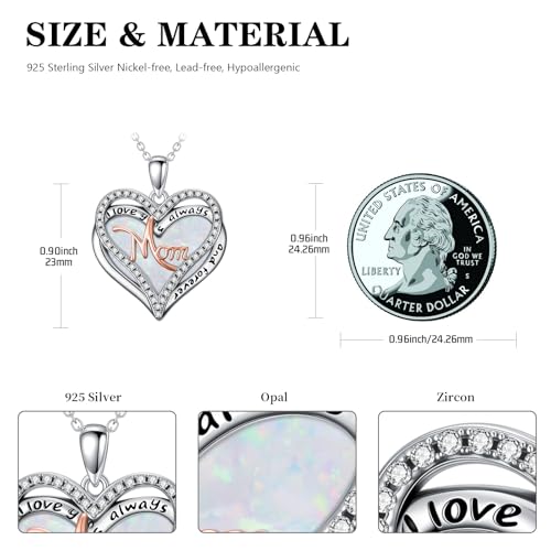 925 Sterling Silver Necklace Gifts for Women Crystal/Opal Jewelry Pendant Christmas Birthday Gift - style: Opal-Mom