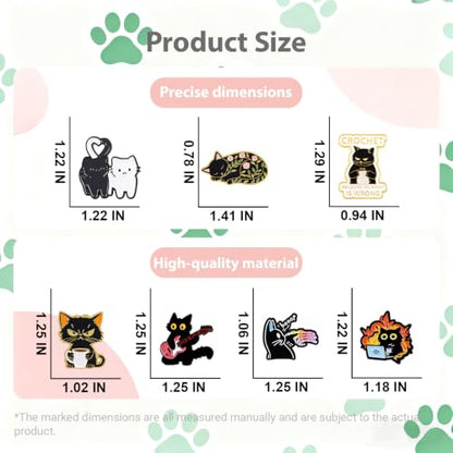 4/6/9/10/12/16/20PCS Cute Enamel Pins Bulk Set, Art Aesthetic Lapel Brooches, Humorous Quote Pins for Backpacks Jackets Hats Bags, Novelty Cool Badges for Women, Men, Teens, Kids - style: 14pcs Cat